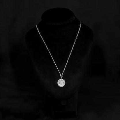 Dije Circular Virgen de Guadalupe Plata .925 con Zirconias y Cadena de 40/45 cm